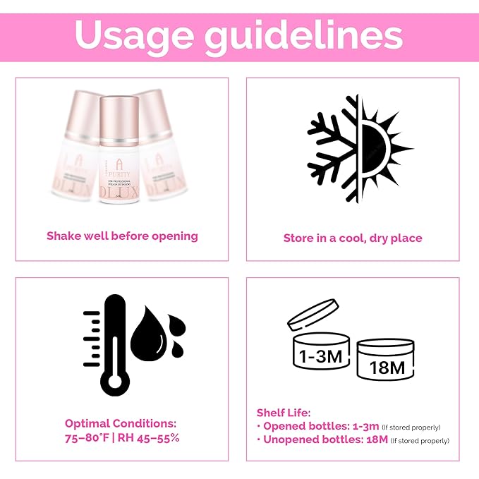 Dlux Professional- Purity Omega Professional Luxury Semi-Permanent Eyelash Extension Black Glue 5ml, For Volume, Extra Strong, Lash Extensions Adhesive, 1 Sec Drying, Up to 7 Weeks, Lash Supplies
