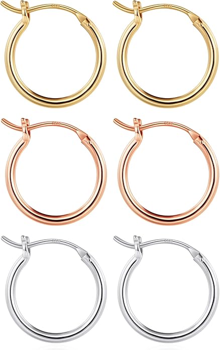 M MOOHAM 14K-Gold-Plated Hoop Earrings for Women - Hypoallergenic 14K Gold 925 Sterling silver-plated Post Sensitive Ears Nickel Free Hoops Earrings Set for Women Jewelry Lightweight 13-60mm