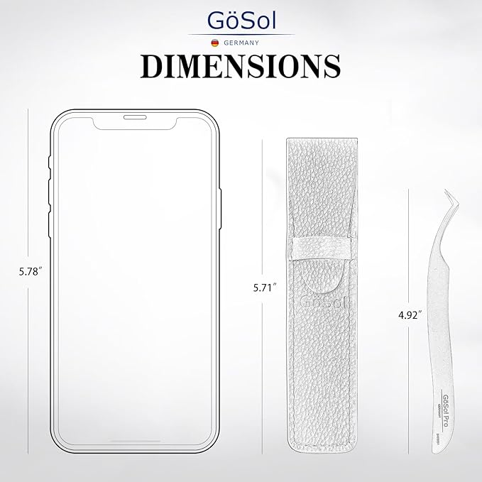 GöSol Pro Lash Tweezers for Eyelash Extensions, Professional Expert Eyelash L-shape Tweezers for High Precision Pick/Fan/Wiggle/Apply; 420 Stainless Steel Lash Tweezer for Volume & Classic Lashes
