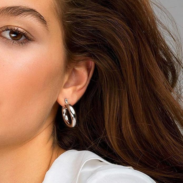 M MOOHAM 14K-Gold-Plated Hoop Earrings for Women - Hypoallergenic 14K Gold 925 Sterling silver-plated Post Sensitive Ears Nickel Free Hoops Earrings Set for Women Jewelry Lightweight 13-60mm