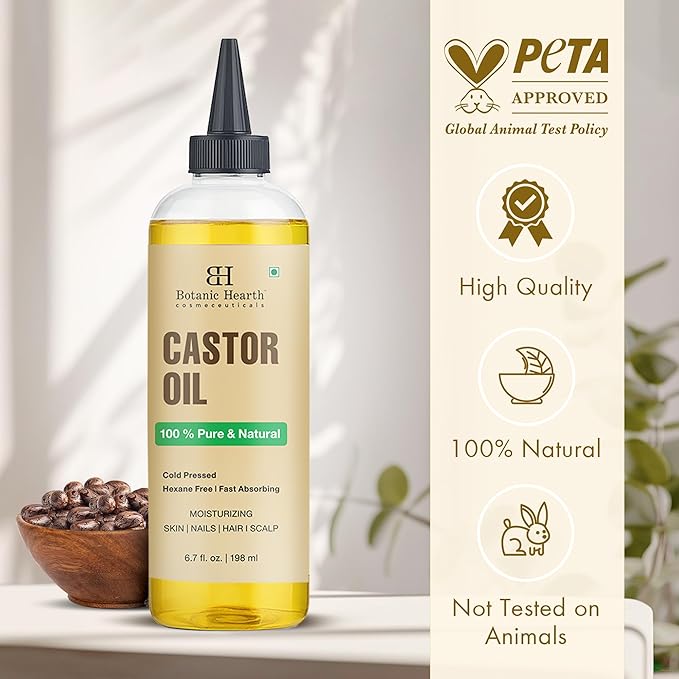 Botanic Hearth Hair Oil for Hair Growth & Hair Relaxer | Strengthening Dry, Frizzy, Damaged Hair & Scalp Treatment | Castor Hair Oil – 6.7 Fl Oz