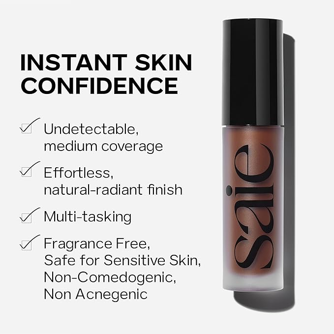 Saie Slip Tint Radiant Cream Concealer & All-Over Face Makeup - Concealer for Dark Circles, Redness & Blemishes - Lightweight Makeup Made with Hydrating Hyaluronic Acid - Shade 24 (0.17 oz)