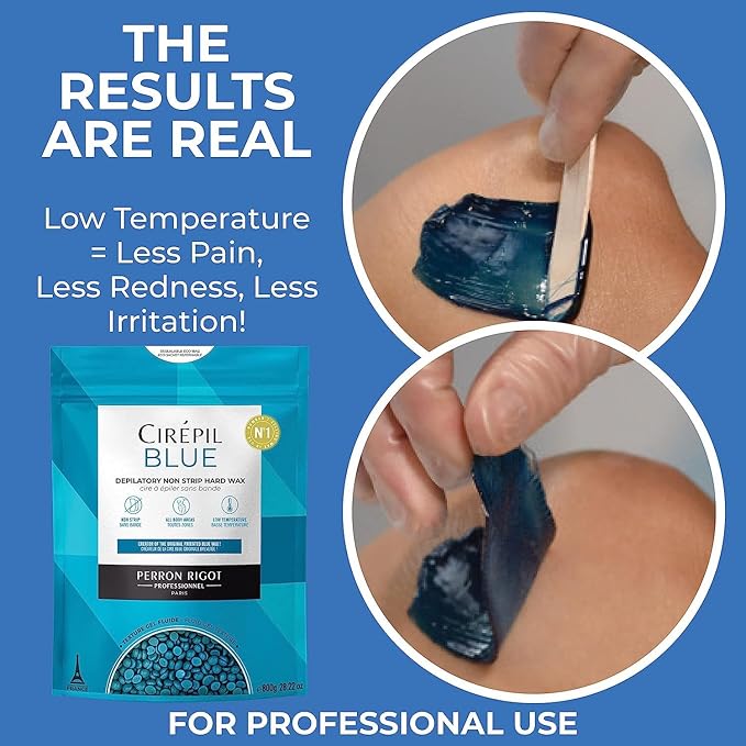 Cirepil - Blue - 400g / 14.11 oz Hard Wax Beads Bag - Face & Body Wax, Unscented & No Strip Needed - Perfect for Sensitive Skin & Brazilian Waxing - Fluid Gel Texture, Easy Hair-Removal