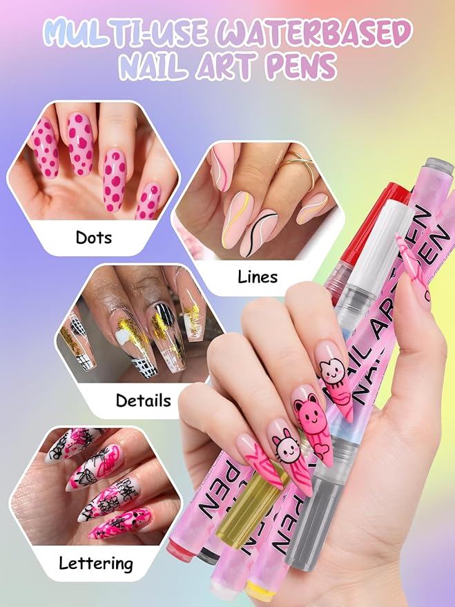 EBANKU 0.5MM Nail Art Pens, 3D Nail Polish Pen Quick-Drying Acrylic Markers Nail Painting Point Dotting Liner Pen Tools for DIY Home Salon Nail(1Pc Yellow)