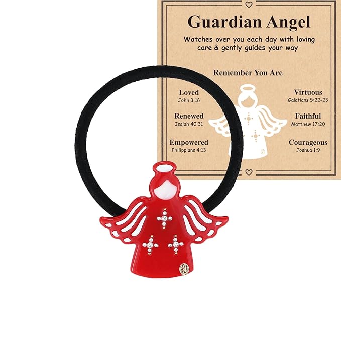 2025 Inspirational Birthday Gifts for Women Girls, Original Italian Designed "Guardian Angel" Durable Ponytail Holders, Premium Acetate French Hair Tie, Cute Birthday Christmas Gifts With Gift Box