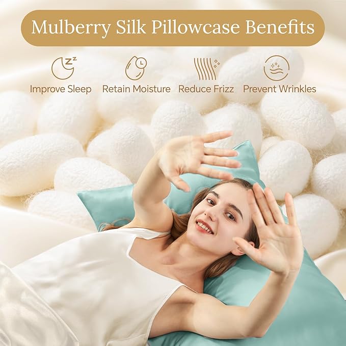 INFIIXSO Mulberry Silk Pillow Case King Size, Silk Pillowcase with Hidden Zipper 20"x36", Extraordinary Smooth and Soft Pillow Cases for Hair and Skin(ICY Morn, 1 Pack)