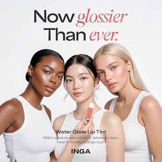 INGA Water Glow Lip Tint | Hydrating, Glossy Korean Lip Tint with Sheer Color & Glass-Like Shine | Long-Lasting, Non-Sticky Korean Lip Stain (WICKED)