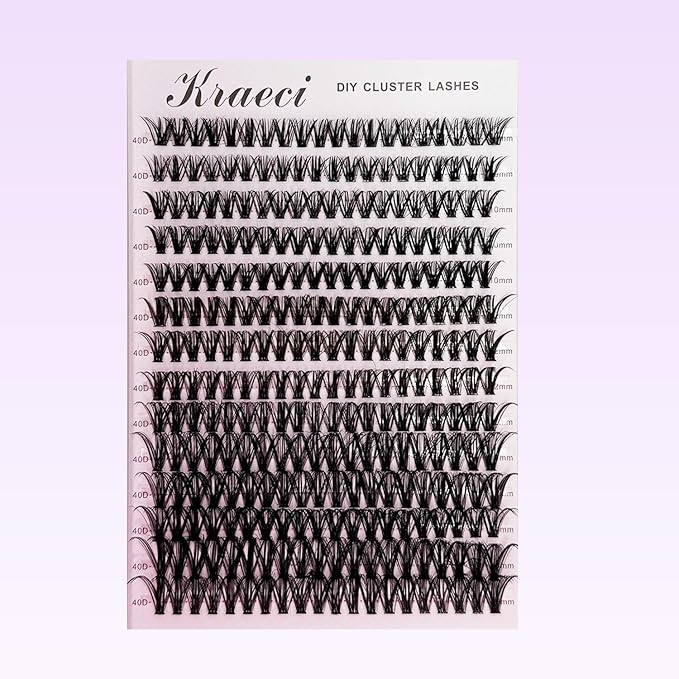 Kraeci Lash Extension DIY 280pcs Lash Clusters Eyelash Extension, 9-16mm 40D Lash Tweezers for Self Use (No Kit)