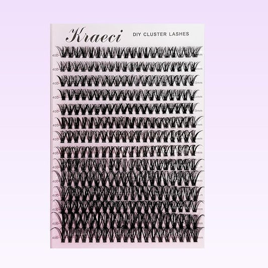 Kraeci Lash Extension DIY 280pcs Lash Clusters Eyelash Extension, 9-16mm 40D Lash Tweezers for Self Use (No Kit)