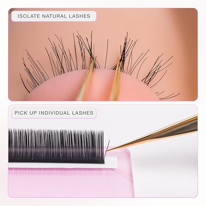 Curacoro Lash Tweezer - Professional & Precision Fiber Tip Grip Lash Tweezers for Eyelash Extensions, Multi Shapes & Purposes Tweezers for Volume, Isolation & Classic Lashes (Gold, La Classique)
