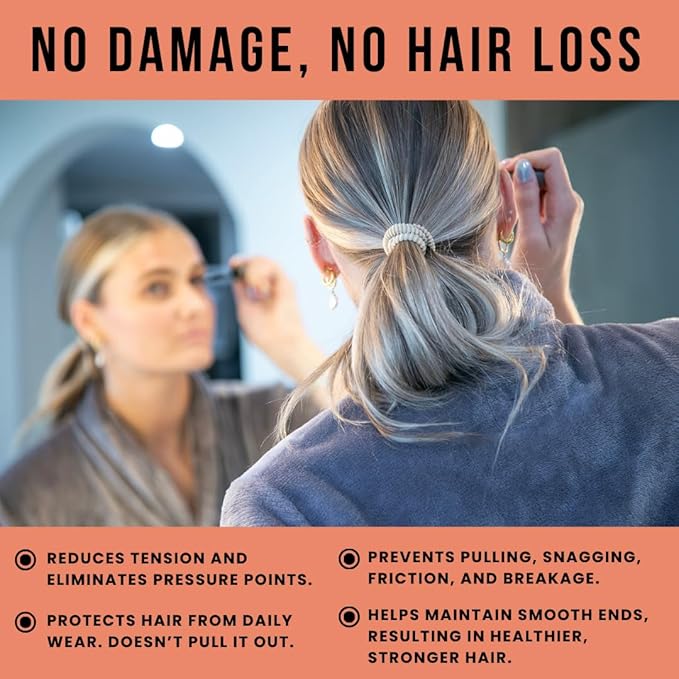 Soft Elastic Hair Ties | No Damage Hair Ties for Thick Hair | Seamless, Non-Slip, Comfortable & Durable Elastic Hair Bands for Women's Hair | Unbreakable & Stretchy Pack of 5 Blonde