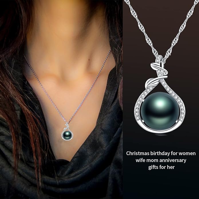 NONNYL Tahitian Black Pearl Necklace - Mom's Day Gifts for Women: Anniversary, Christmas, Birthday Jewelry