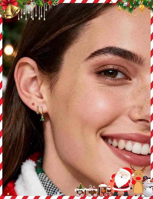 Freekiss 3 Pairs Gold Hoop Earrings Set: Dainty Stud Earrings Trendy Small 14K Gold Plated Hypoallergenic Dangle Cartilage Huggie Hoop Earrings for Women Gold Jewelry for Women Gifts