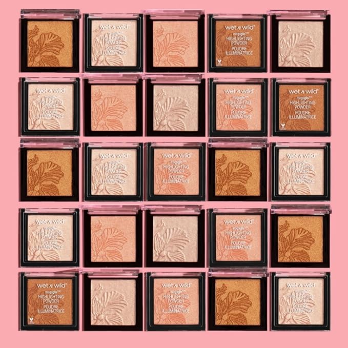wet n wild MegaGlo Highlighting Powder, Highlighter Makeup, Shimmer Glow, Pink Rose Gold Bloom Time