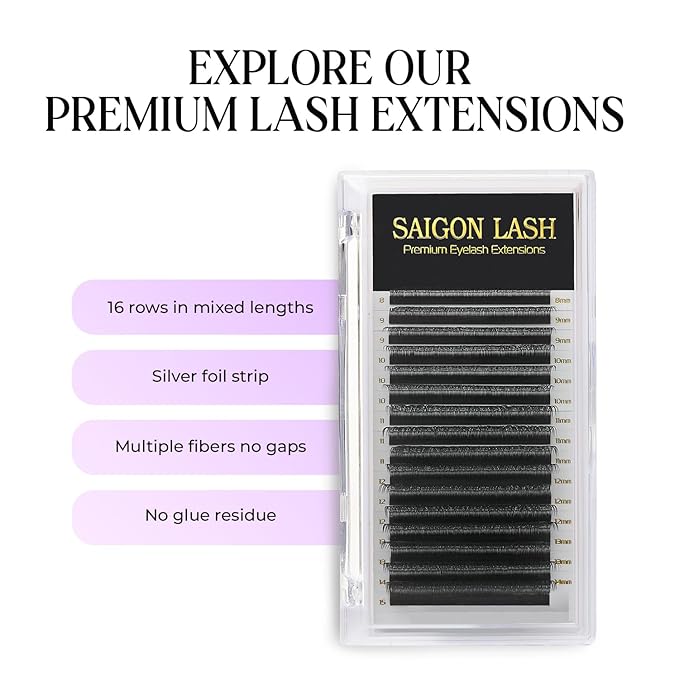 SAIGON LASH YY Eyelash Extensions, Double Split Volume Lashes for Professionals, B C CC D DD Curl, 8-15mm Mixed Length, 0.07 Thickness, Soft Korean PBT Fiber, 16 Rows Tray (YY Lash DD-0.07)
