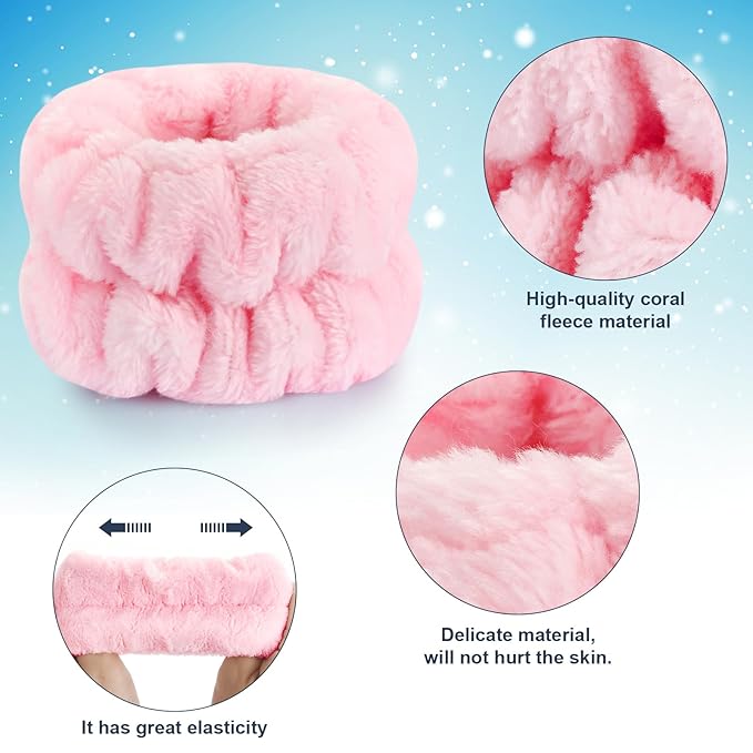 Dorbetar 4 Pcs Wrist Bands for Washing Face, Microfiber Wrist Towels for Washing Face, Spa Wristbands for Washing Face, Face Wash Wristbands, Arm Bands for Washing Face for Woman and Children