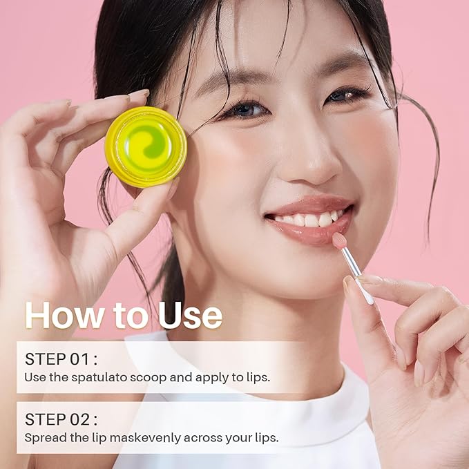 Lip Mask, Hydrating Overnight Lip Sleeping Mask, Lip Moisturizer for Dry Cracked Lips Care, Dual-Color Lips Balm for Nourishing and Softening Lips, Minimizes Fine Lines - Lemon Mint