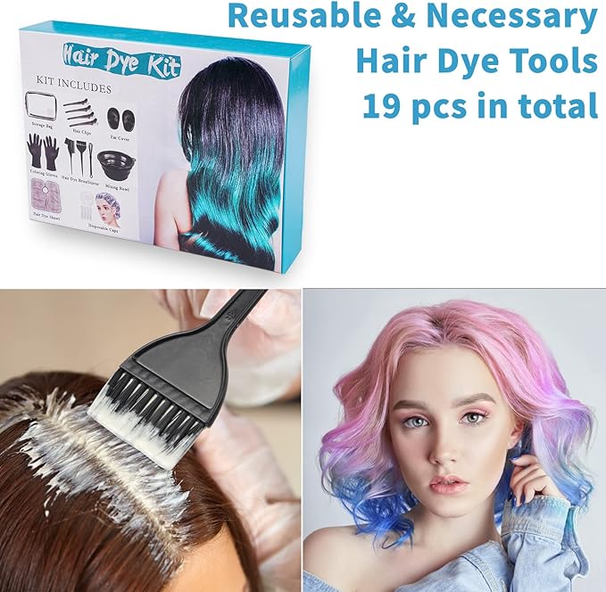 Xarchy 19 Pcs Professional Hair Bleach Kit Hair Coloring Products with Hair Dye Brush, Hair Color Bowl, Hairclips, Applicator, Earmuffs for Hair Highlighting and Hair Coloring at Home