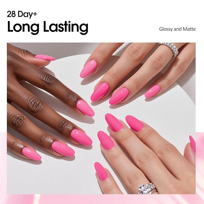 VENALISA Bright Pink Gel Nail Polish, 1 Pcs Pink Gel Polish Color High Gloss Soak Off U V Nail Manicure Salon and DIY at Home Gifts for Women