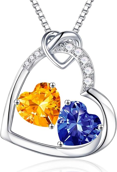 Iefil Valentines Day Gifts for Her - 925 Sterling Silver Heart Birthstone Necklace, Anniversary Birthday Gifts for Women Wife Girlfriend, Jewelry for Mom Daughter