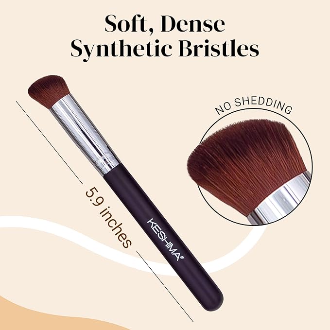 Angled Concealer Brush by Keshima - Under-Eye Concealing, Contouring & Setting, Seamless Streak-Free Finish - Works with Liquid, Cream & Powder - Soft, Dense Synthetic Bristles