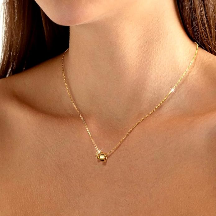 Luxval Diamond Pendant Gold Necklace for Women，Dainty 18k Gold Plated Choker Necklaces Simple Gold Jewelry Gifts for Women Girls