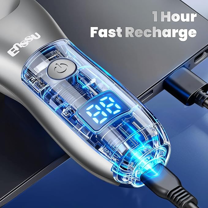 ENSSU Trimmer for Men with BLADELOCK™, Electric Manscape Body Hair Trimmer for Men with LED Spotlight & LCD Display, IPX7 Waterproof Wet/Dry Razor/Shavers for Pubic, Groin, Legs & Bikini Grooming
