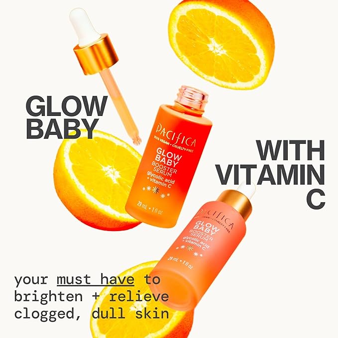 Pacifica Vitamin C Serum for Face – Glow Baby Brightening Facial Serum with Glycolic Acid – Vitamin C Booster Skin Care, Dark Spot Corrector, Vegan Skincare for Glowing Skin, Dermatologist Tested