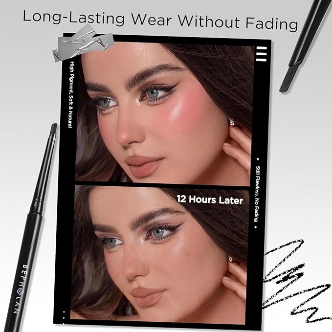 BEPHOLAN Black Eyeliner Pencils,D-tips Waterproof Gel Eyeliner Pencil Waterline Eye Liner Pen for Women Waterproof Smudge Proof Long-lasting (BLACK-D)