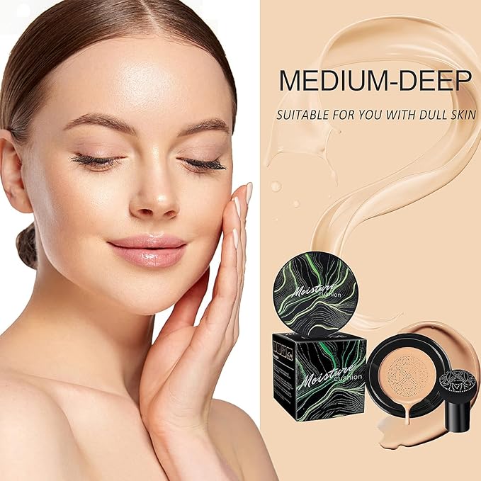 Air Cushion CC Cream - Moisturizing BB Cream Foundation, Long-Lasting Waterproof New Mushroom Head Cushion Foundation Concealer for Even Skin Tone (Ivory, 1 PCS)