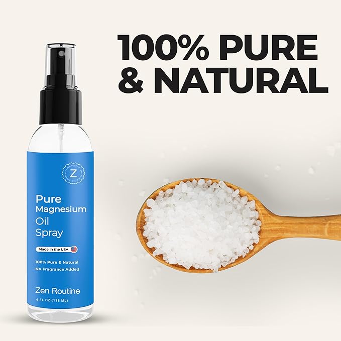 Pure Magnesium Oil Spray 4oz (3-Pack) - USP Grade – Topical for Feet, Body, Muscles, Leg Cramps & Sleep - Extra Strength, Less Sting - 100% Organic & Natural — Made in USA