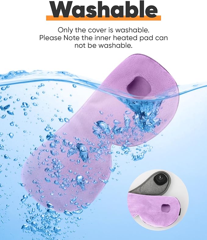 Heated Eye Mask for Dry Eyes, Cordless Warm Eye Compress, Blepharitis, Styes, 1000mAh, Washable Cover, Gifts for Family and Friends, Travel (Purple)