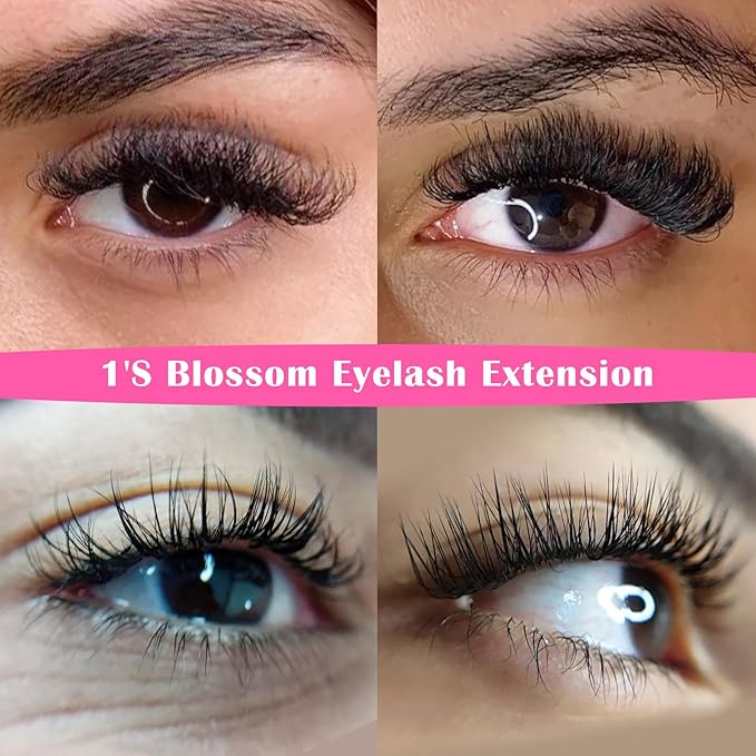 DeceMars Automatic Rapid Blooming Eyelash Extensions Self Fanning Easy Fans 1 Second Flowering Fake Lashes 2D~10D Russian Volume Eyelashes Matte Black-0.03mm-D-11mm