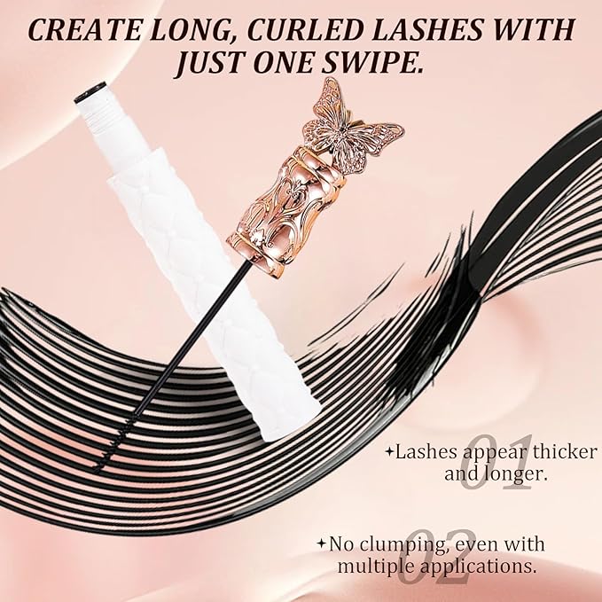 Filterseed Mascara - Fine Brush Black Mascara, Waterproof, Smudge-Proof, Clump-Proof, For Tiny and Lower Eyelashes (2PCS)