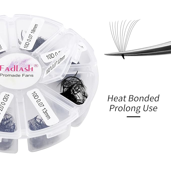 Premade Fans Eyelash Extensions 1000 Fans/Tray Promades Eyelash Volume Lash Extensions Pointed Base Loose Fans Premade Lash Extensions Fans Handmade Pre Made Volume Lashes Mix (10D-0.07C, 11-18mm)