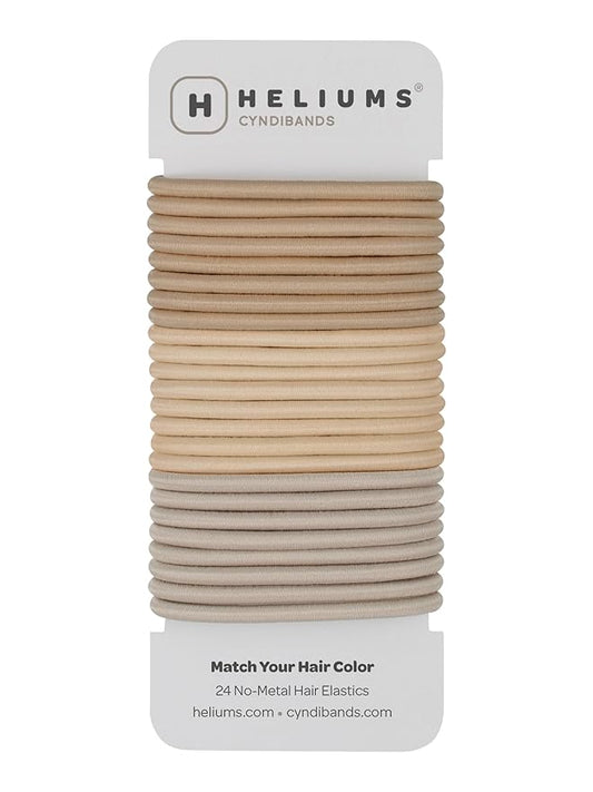 Cyndibands Blonde Hair Ties - No Damage Elastic Hair Tiess, 4mm Ponytail Holders - 24 Count (Sandy, Beige, Ash Blonde)