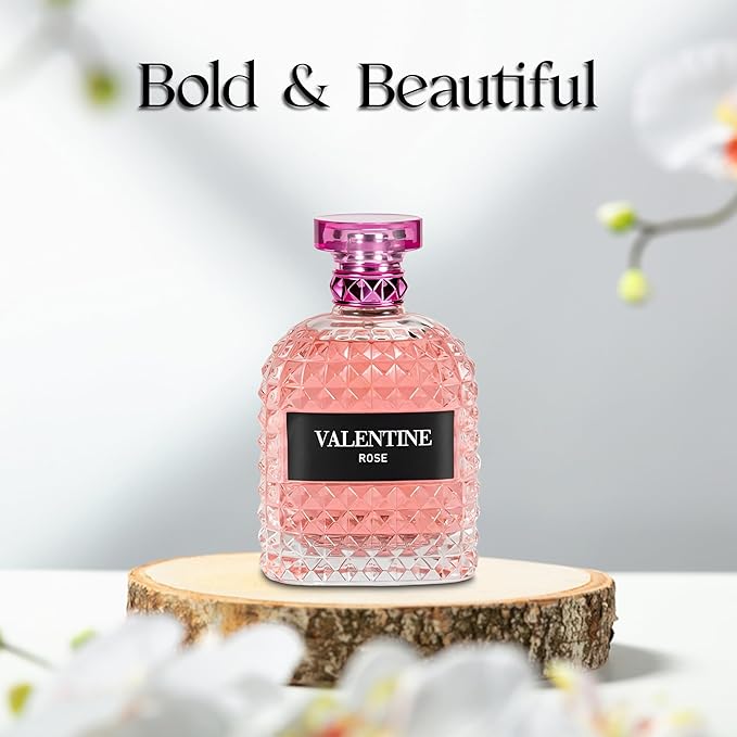 A CENTER 4PCS Perfume Set for Women - Floral Fragrance Gift Set with Vanilla,Sweet Fruity, Eau De Parfume| 3.4 Fl Oz Each Women's Cologne(Valentine Milano/Rose/Pink,Valuable,)