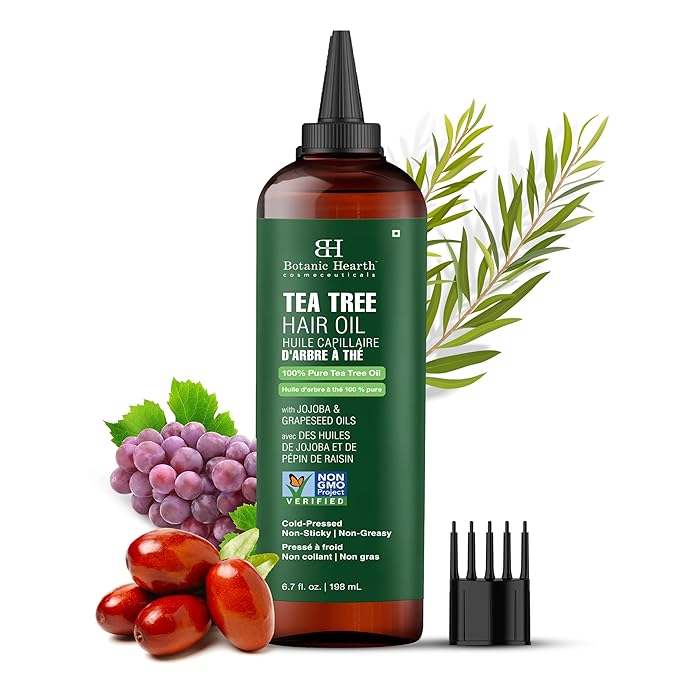Botanic Hearth Hair Oil for Hair Growth & Hair Relaxer | Strengthening Dry, Frizzy, Damaged Hair & Scalp Treatment | Tea Tree Hair Oil – 6.7 Fl Oz