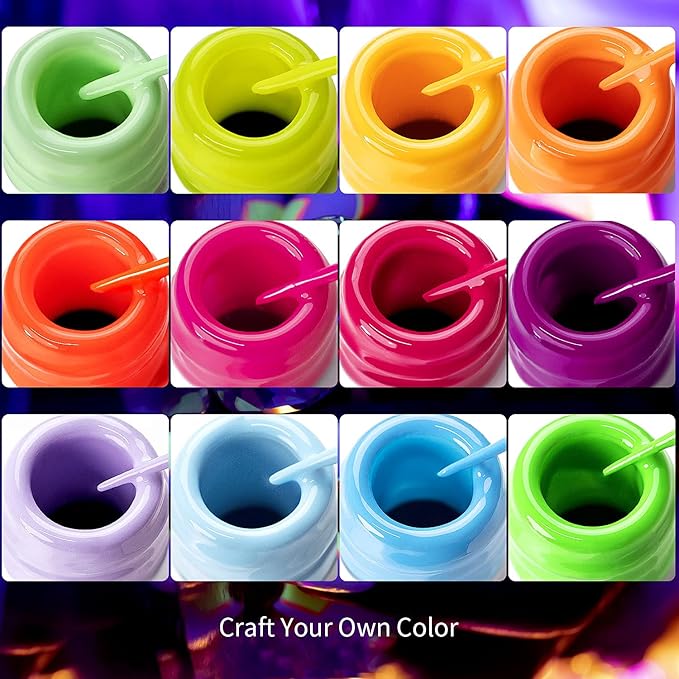 RARJSM Nail Art Gel Set, Glow In The Dark Gel Liner Nail Art Polish Luminous Design Nailpolish Neon Fluorescent Drawing Painting NailArt Polish Neon Colors