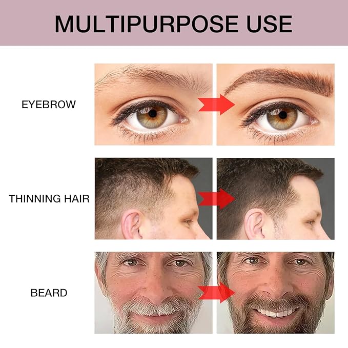 GEUUFEA Hair Mascara for Gray Hair, 3 In 1 Hair Color Concealer Stick with Precision Applicator, Temporary Hairline Filler, Multi-Purpose Mascara for Eyebrow and Beard（Light Brown）