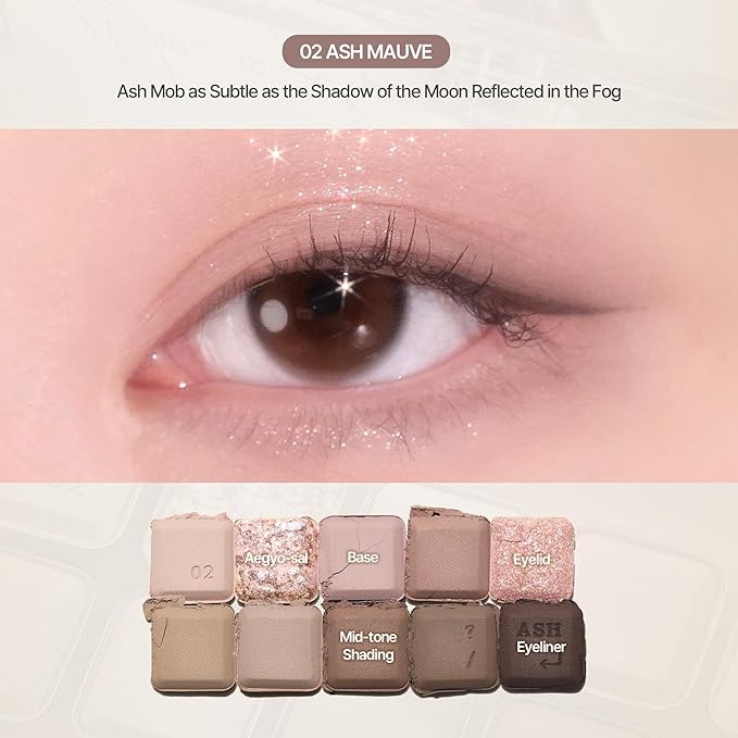 LILYBYRED Mood keyboard eyeshadow palette | Soft neutral ash color, Long-Wearing, glitter, Clear watercolor | Palette With Easy Color Matching For All | K-beauty (02#Ash Mauve)