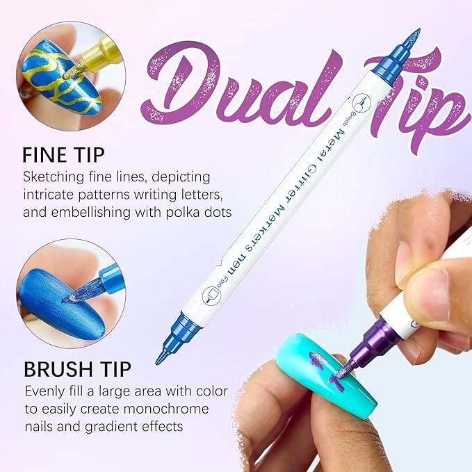 MKNZOME 10 Color Nail Art Pens, Double-ended Nail Polish Pens Drawing Painting Point Liner Acrylic Painted Pen Kit, DIY Nails Art Design Manicure Tools Christmas Gifts 2026 Upgrade