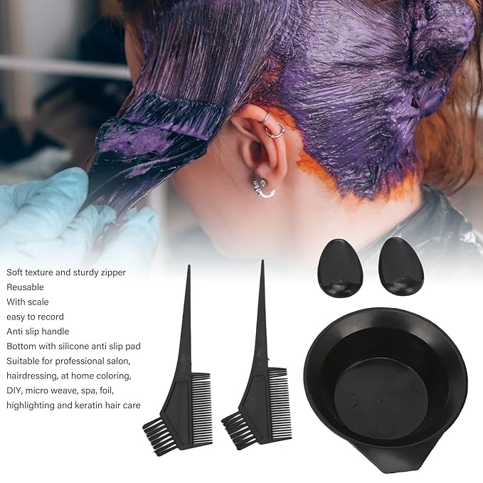 Hair Coloring Dyeing Kit, Household Hair Bleach Kit Hair Coloring, Hair Color Kit with Hair Dye Brush, Hair Color Bowl etc, Hair Dye Kits for Hair Salon, DIY, Micro Weaving, Spa