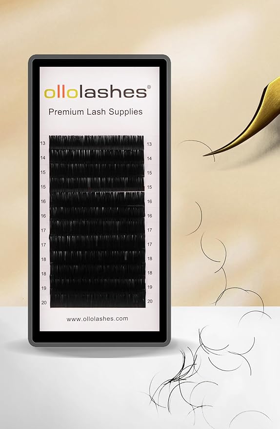 OLLOLASHES Eyelash Extension B C CC D J Curl Mix 5-20mm 0.03 0.05 0.07 0.15 Super Matte Classic Lash Extensions Professional Supplies for Lash Techs (D-0.07, 13-20mm)