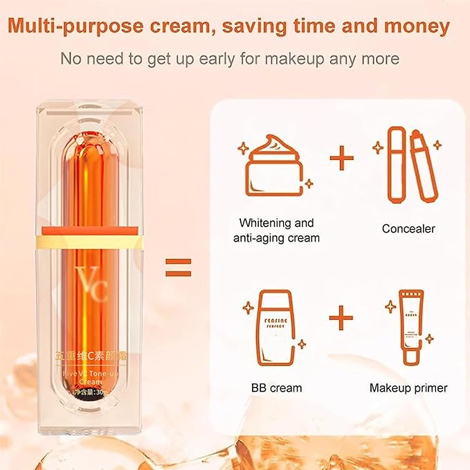 Japanese Vitamin C Makeup Tone Up Cream,Korean Moisturizing Tone-Up Cream,Long-Lasting Hydrating For All Skin Type Face Serum (2pcs)