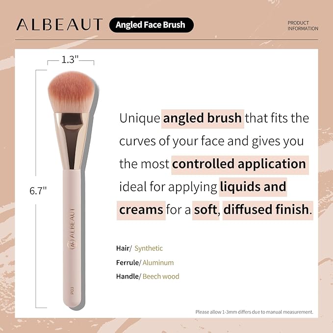 Face Brush for Blush, Bronzer, and Contour Highlighter Makeup Brush Set for Flawless Face Makeup Application - Vegan & Cruelty-Free (Face Brush + Blender)