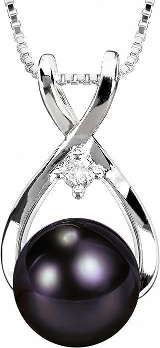 PEARLURA AAA+ 9mm Natural Black pearl necklace for women - Real pearl necklaces for women (18k gold platted 925 sterling Silver)- Wedding anniversary's gift for wife - Luxury birthday gifts for woman - Birthday gift for wife