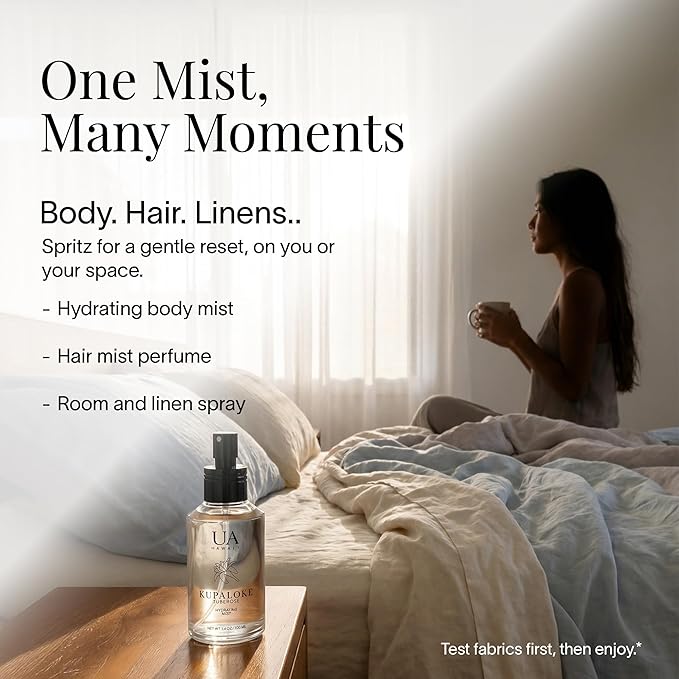Kupaloke Tuberose Body and Hair Mist from Hawaii, Hair Perfume for a Light, Hydrating Refresh, Body Mist for Women and Men, Alcohol-Free, With Moisturizing Hyaluronic Acid & Glycerin, 3.4 oz