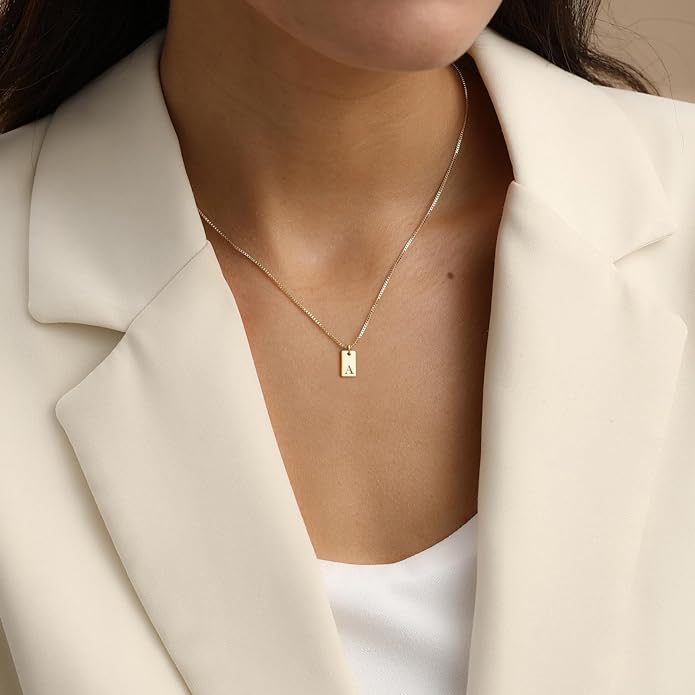 Initial Necklaces for Women 14K Gold Plated Letter Necklace Dainty Name Pendant Necklace Personalized Christmas Gifts for Women Trendy Gold Jewelry