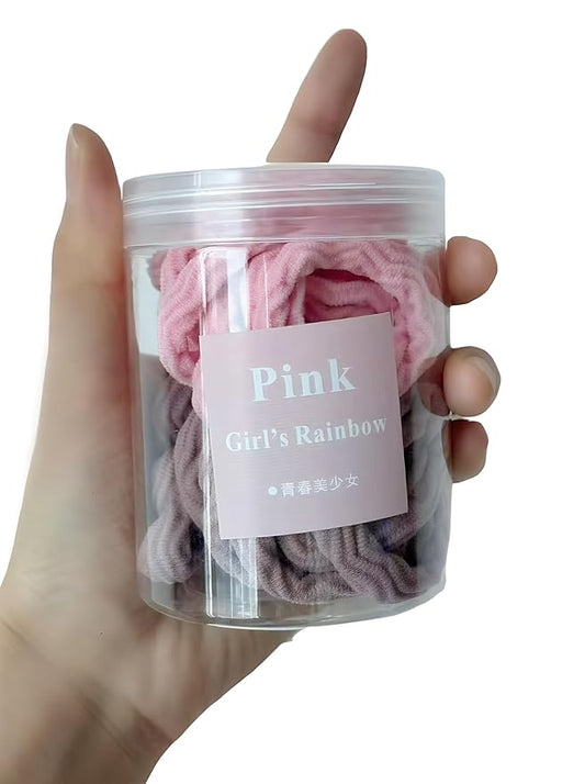 30 Large Sized Black Women Hair Ties,Elastic Headband that Won'T Damage Your Hair,Hair Ties Suitable for Thick Hair,Fashion Accessories,Seamless Cotton Hair Accessories(pink)